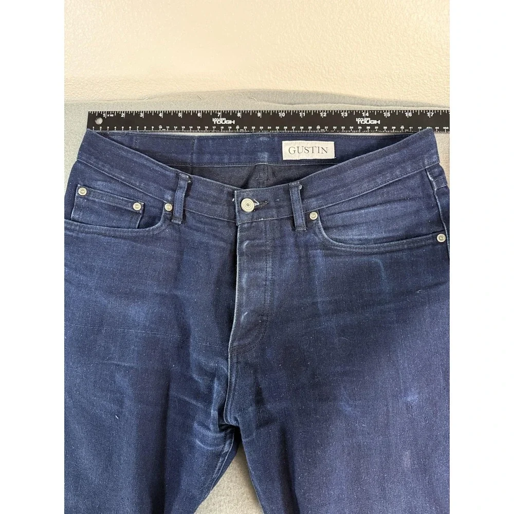 Gustin Jeans Mens 35x31 Dark Wash Blue California Straight Selvedge Denim USA